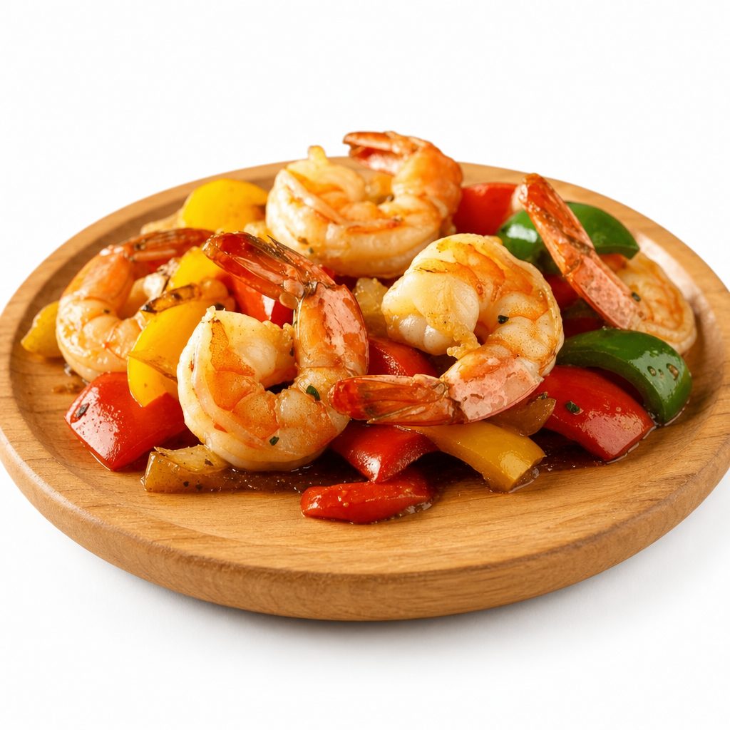 Shrimp Kadai (Jalfrezi).